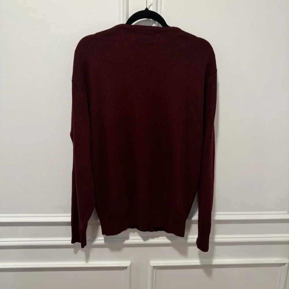 David Taylor Men's V-Neck‎ Sweater Size L Burgundy Wine 100% Acrylic Pullover